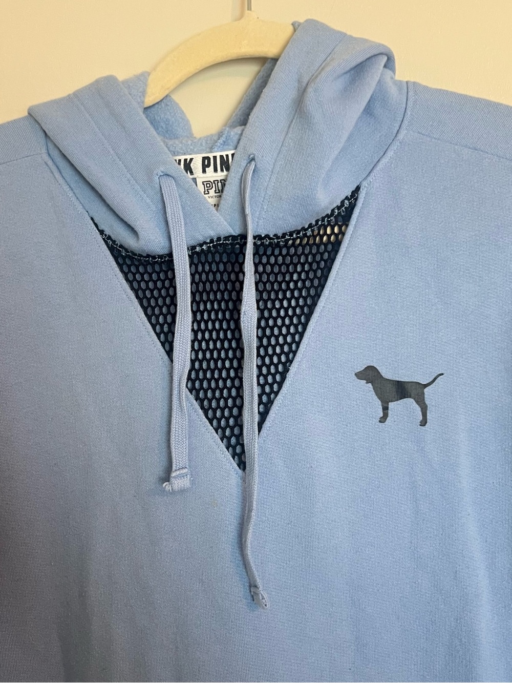 PINK Victoria's Secret Sky Blue Pullover Hoodie with raw hem - Picture 2 of 10